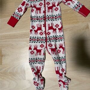 Hanna Andersson Red and White Dear Deer 6-12 M Footie